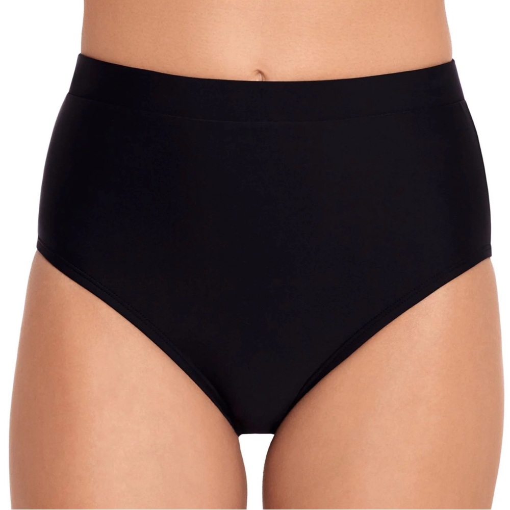 NWT SALT + COVE High Waisted Ribbed Womens Bikini Bottoms Black Simple Basic 0X - Picture 1 of 6